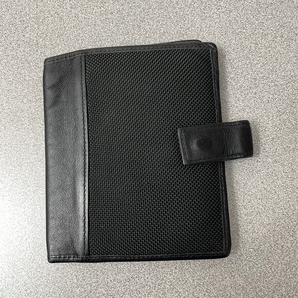 VTG TUMI Leather Wallet Black Nylon PDA Tech Palm Pilot Hand Strap Business - Picture 2 of 8